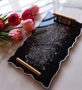 Decorative resin <b>trays</b> for stylish home decor serving solutions suitable for modern dining table use - Product Image 1