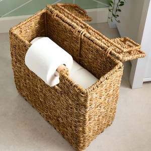 Portarrollos de Papel Higiénico Cuadrado de Jacinto de Agua, Cesta de Almacenamiento Independiente para Baño, Hecho a Mano en Vietnam por VgreenArt - Product Image 2