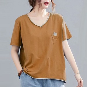 T-shirts d'été à col en V pour femmes, vêtements décontractés pour femmes, t-shirt respirant pour femmes - Product Image 4