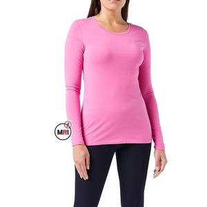Vente en gros de chemise à col rond 100% coton de haute qualité personnalisée chemises unies à manches longues en tricot pour femmes - Product Image 4