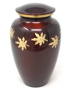 Urne de crémation en aluminium de belle petite conception de feuille tombante pour des cendres - Product Image 1