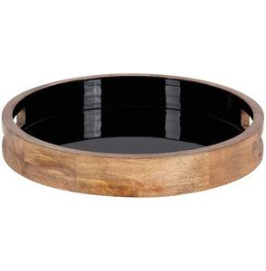 Plateau en bois écologique avec finition naturelle et accents noirs Plateau de service décoratif fermier pour usages multiples - Product Image 2