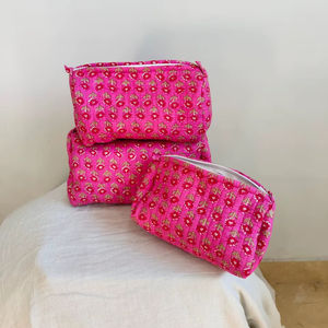 Set Of 3 Cotton Quilted Makeup <b>Bag</b> & Organizer Cotton <b>Toiletry</b> Case <b>Travel</b> <b>Bag</b> floral Print Makeup <b>Bag</b> <b>Toiletries</b> Organizer <b>Bag</b> - Product Image 6