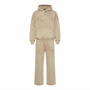 Conjunto de Sudadera Oversize Lavada Personalizada y Pantalones Anchos de Felpa para Mujer, Chándal de Algodón Estilo Urbano OEM ODM - Product Image 4