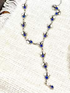 925 plata esterlina hecha a mano lapislázuli atado Lariat collar con caballo salvaje rodio chapado en oro piedras preciosas joyería regalo para ella - Product Image 3