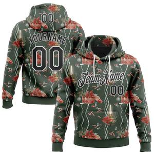Vente en gros directe de l'industrie, sweat-shirt à capuche sportif de Noël 3D brodé personnalisé, blanc-rouge-vert 3D - Product Image 5