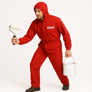 Traje protector de cuerpo completo personalizado con capucha reutilizable de tela con memoria Cierre de cremallera Resistente al polvo Ropa DE TRABAJO Overol de pintura - Product Image 1