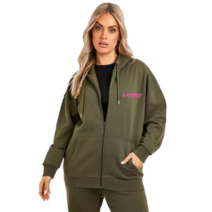 Sweats à capuche zippés Logo personnalisé sweats à capuche surdimensionnés pour femmes sweat à capuche zippé lourd pour femmes haut tendance - Product Image 1