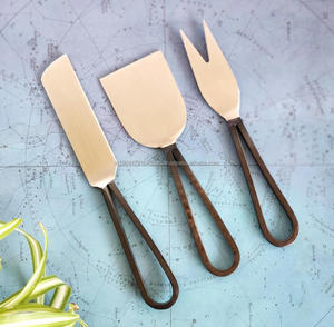 Juego de cubiertos de queso con mango de Metal con acabado de oro decorativo hecho a mano con acabado de plata antigua para uso en la cocina del hogar - Product Image 5