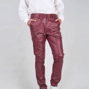 Pantalon en cuir pour hommes de haute qualité Streetwear pantalon en cuir pour hommes respirant pantalon en cuir pour hommes de couleur unie - Product Image 3