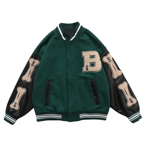 Logotipo personalizado bordado huesos diseños botón béisbol bombardero hombres Varsity chaquetas hechas en Pakistán 2025 - Product Image 4