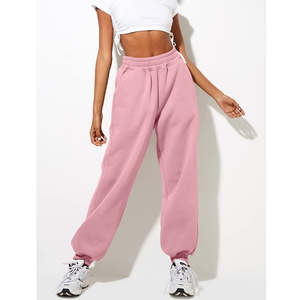 Pantalon de survêtement taille haute personnalisé pour femmes automne motif solide pantalon de jogging taille élastique bas de salon baggy pour les entraînements actifs - Product Image 1