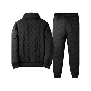 Ensemble de survêtement matelassé 2-en-1 unisexe pour homme, chaud, respirant, uni, décontracté, pour le sport et le jogging, collection hiver 2025, 100% coton - Product Image 2