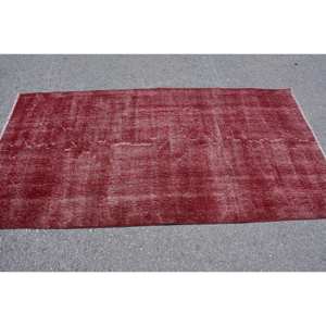 พรมตุรกีโบราณแบบทันสมัยสีแดง3.2 x 6.4ft ผ้าขนสัตว์และ PP นามธรรมลวดลายน้ำยางหนา10มม. สำหรับห้องโถง - Product Image 3