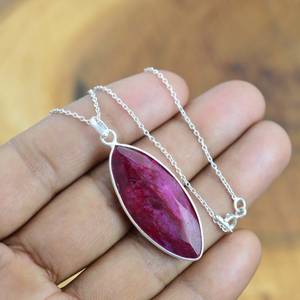 Pendentif en argent sterling avec rubis rouge, bijoux en pierres précieuses, 1,7 pouce, fait à la main, cadeau élégant pour femmes - Product Image 6