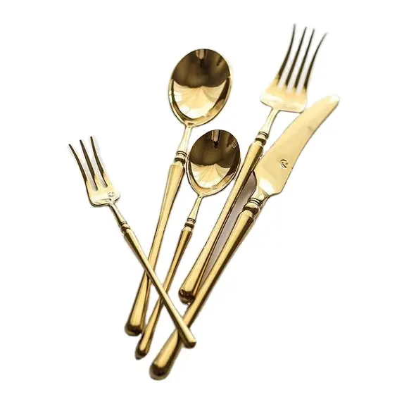 Forniture utensili da cucina Set argenteria dorata Super venduto Made in India stoviglie cucchiaio forchetta Set di coltelli in metallo
