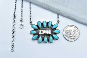 Collar de cadena ajustable hecho a mano de 18 pulgadas con caballo salvaje y Mojave turquesa rodio y plata esterlina chapada en oro - Product Image 4