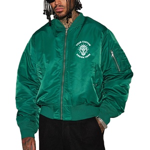 Chaqueta de Otoño de algodón de alta calidad 100% para hombre, abrigo cortavientos con estampado de logotipo personalizado con solapa y cremallera, estilo bombardero informal - Product Image 1