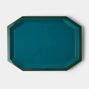 Plateau laqué contemporain, forme géométrique épurée, plateau de service décoratif laqué, essentiel pour la table basse et la décoration intérieure - Product Image 2