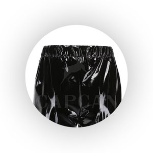 Pantalones cortos de tela de Cuero 100% de piel de vaca auténtica con patrón sólido, cintura elástica de ajuste holgado con etiquetas privadas, pantalones cortos para mujer - Product Image 4