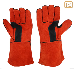 Guantes de seguridad industrial de piel de vaca roja XL para hombre, impermeables para aplicaciones al aire libre, función anticorte para soldadura por parches - Product Image 2