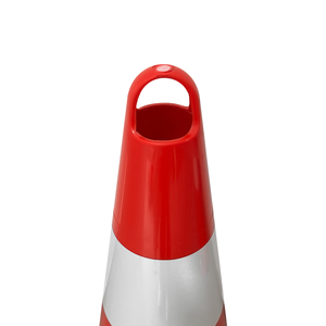 Cône de signalisation écologique 75 cm, blanc réfléchissant, barrière de sécurité routière, matériau PU léger pour la sécurité routière et la circulation - Product Image 3