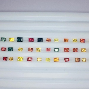 Pierres précieuses en vrac multi-saphir naturel coupe princesse de haute qualité avec couleurs vives certifiées IGI pour boucles d'oreilles et bijoux - Product Image 1