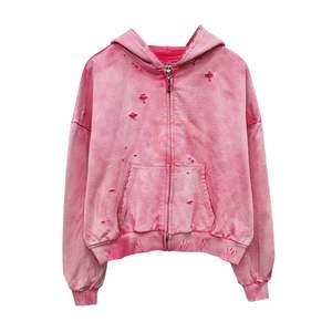 Sudadera con Capucha Vintage Negra con Lavado Ácido, Paneles de Hombro Acanalados, Sudadera de Felpa de Algodón Desgastada - Product Image 3