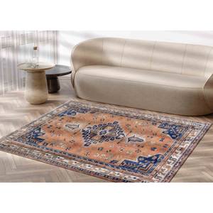 Tapis géométrique bleu marine antidérapant, tapis turc lavable en machine, avec poils doux - Product Image 3