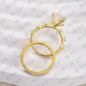 2.00 CTW Lab เติบโต Moissanite ชุดตัดรูปไข่เจ้าสาว10K แข็งทอง18K เครื่องประดับเพชรของขวัญครบรอบสำหรับผู้หญิง - Product Image 3