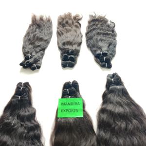 Extensiones de Cabello Humano Virgen Indio Natural sin Procesar, Ondulado, de Aspecto Natural, con Doble Trama a Máquina, Color Negro Rizado, en Venta - Product Image 5