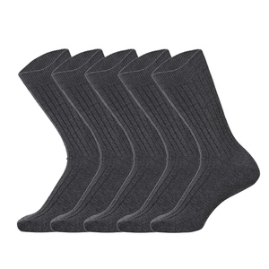 Men's Mid Length <b>Socks</b>, Business Formal, Spring and Autumn Double Needle Large Size, <b>Black</b> Striped Long <b>Socks</b> - Product Image 3