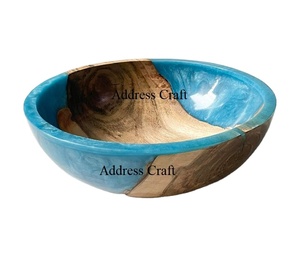 Cuencos para servir ensaladas hechos a mano, cuenco de madera decorativo de resina epoxi para servir aperitivos de frutas, decoración de Mesa para el hogar del Hotel - Product Image 1