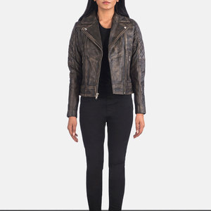 Chaqueta corta de cuero de imitación para mujer, bordado de letras, solapa con cremallera, manga larga, tendencia de otoño, ropa de calle, abrigo Hipster - Product Image 3