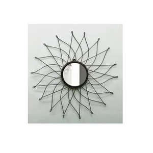 High Quality <b>Gold</b>-Colored Metal Wire <b>Wall</b> <b>Mirror</b> Unique Design for Home Decor and Bathroom Space Price - Product Image 3