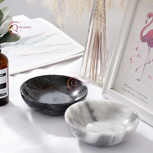 Décoration de table japonaise élégante en marbre blanc Accessoires de cuisine au design merveilleux Bol de service alimentaire - Product Image 5