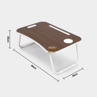 Mesa de Estudio Portátil de Madera Marrón para Laptop con Patas Plegables, Ranura para Tablet y Portavasos, Perfecta para Cama, Sofá, Oficina y Hogar