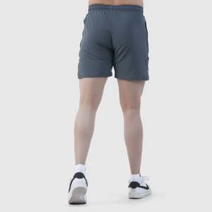 Double <b>Edge</b> Sporty Cargo Shorts with Elastic Waist 100% Polyester Cotton 5 Inches Inseam Grey with Hot Pattern Logos <b>Decoration</b> - Product Image 2