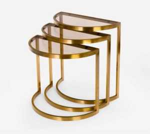 Antique Gold Metal Coffee Table Set Adjustable Height Velvet Unique Foldable Furniture for Hotel Living Room New Collection - Product Image 6