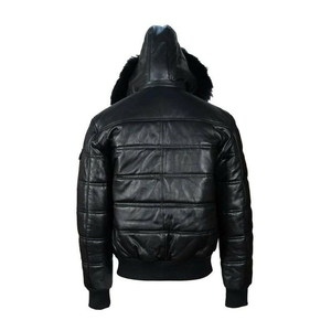<b>Men's</b> Genuine Sheepskin V Bomber Leather Stand Collar Waterproof Handmade Autumn Moto & Biker Style <b>Safari</b> <b>Jacket</b> Plus Size - Product Image 2