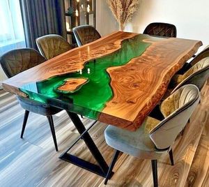 Mesa de comedor de madera de resina epoxi de calidad de exportación, decoración del hogar, respetuosa con el medio ambiente - Product Image 5