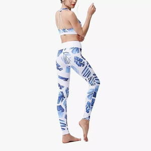 Customized Women's 2 Piece Activewear Set Gym Jacket Sleeveless <b>Tops</b> Printed Yoga Leggings for Sports Fitness Workout - Product Image 4