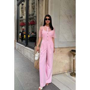 MissJANELL Mono elegante de tul rosa para mujer, mezcla de doble atlas de poliéster y elastano, largo completo para fiestas y discotecas - Product Image 2