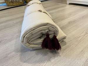 Alfombrilla de asiento de tela de algodón crudo orgánico 60x150 cm | Sofá multiusos y alfombrilla de picnic con función enrollable - Product Image 5