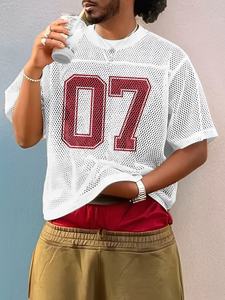 เสื้อเจอร์ซีย์ฟุตบอลแบบอเมริกันเสื้อกีฬาตาข่ายวินเทจผ้าเจอร์ซี่ระบายอากาศไซส์ใหญ่พิเศษ - Product Image 4