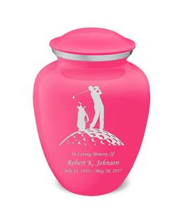 Urnas de cremación de Golf personalizadas para adultos con abrazo rosa brillante para cenizas humanas, urna funeraria grande para hombres y mujeres, urnas de tamaño personalizado - Product Image 2