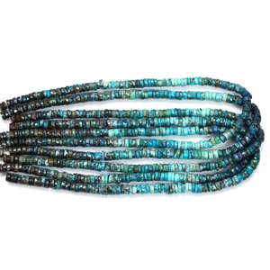 Perles Heishi en chrysocolle de qualité supérieure, forme de pneu facetté, 5-8 mm, 15 pouces, AAA++, pierre précieuse en chrysocolle naturelle, coupe en roue facettée - Product Image 6