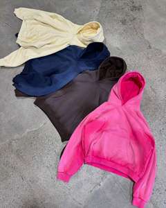 Nouveau design, sweat-shirt court ample en molleton rose, coton épais 500 g/m², lourd, délavé à l'acide - Product Image 3