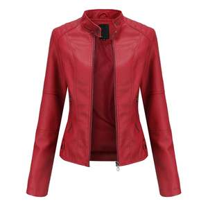 Women's High Quality <b>Winter</b> <b>Leather</b> <b>Jacket</b> Breathable Windproof Plain Dyed Zipper Closure Real Sustainable Knitted Autumn <b>Jacket</b> - Product Image 1