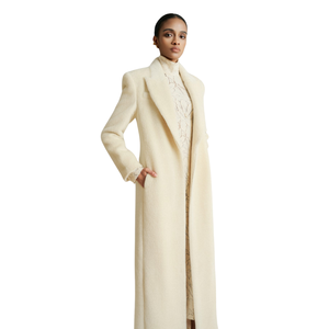 เสื้อเทรนช์โค้ทผู้หญิงสไตล์ไม่เหมือนใครเสื้อโค้ทยาวแบบพรีเมี่ยม alpaca ผ้าอัลปาก้าสีขาวสำหรับผู้หญิง - Product Image 1